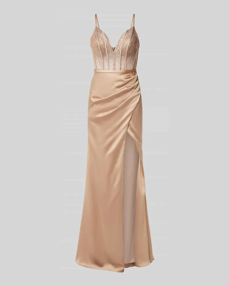 LUXUAR Abendkleid mit Beinschlitz Gold