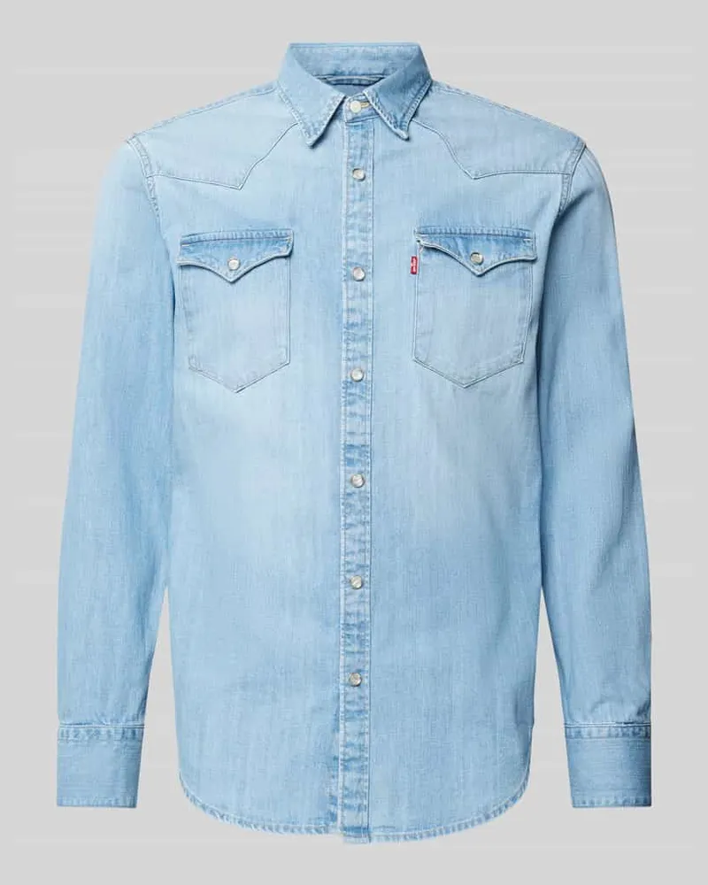 Levi's Regular Fit Freizeithemd mit Pattentaschen Modell 'BARSTOW Jeansblau