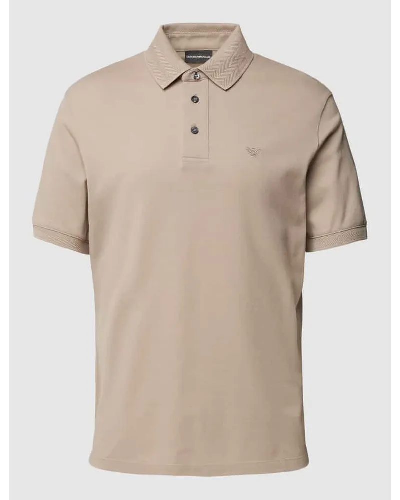 Emporio Armani Regular Fit Poloshirt mit Label-Stitching Beige