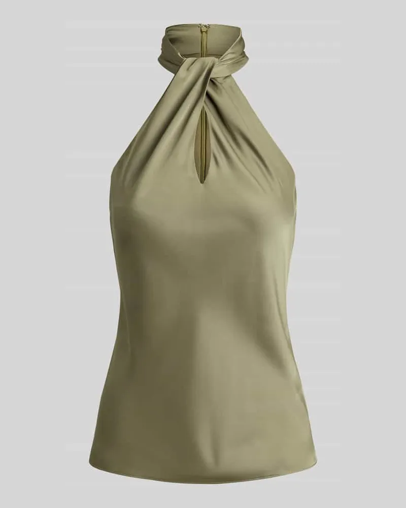 Ralph Lauren Slim Fit Top mit Neckholder-Ausschnitt Khaki