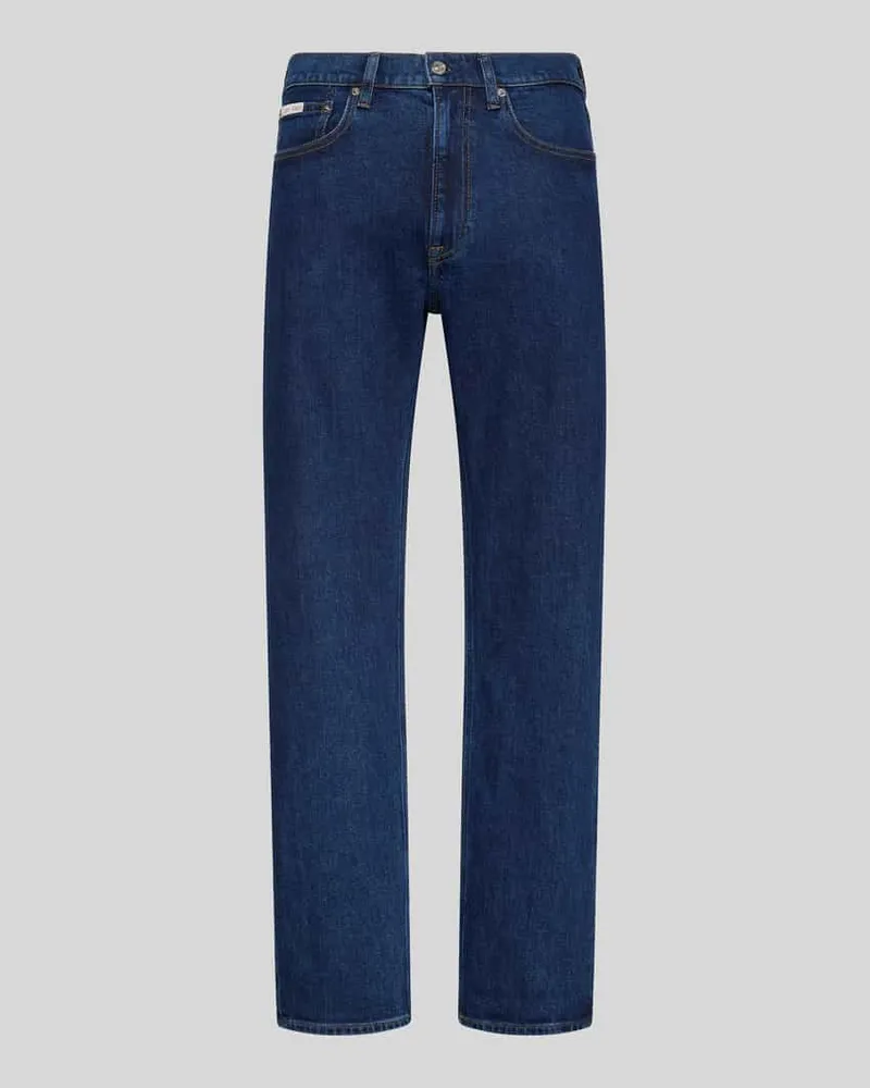 Calvin Klein Straight Fit Jeans aus reiner Baumwolle Dunkelblau
