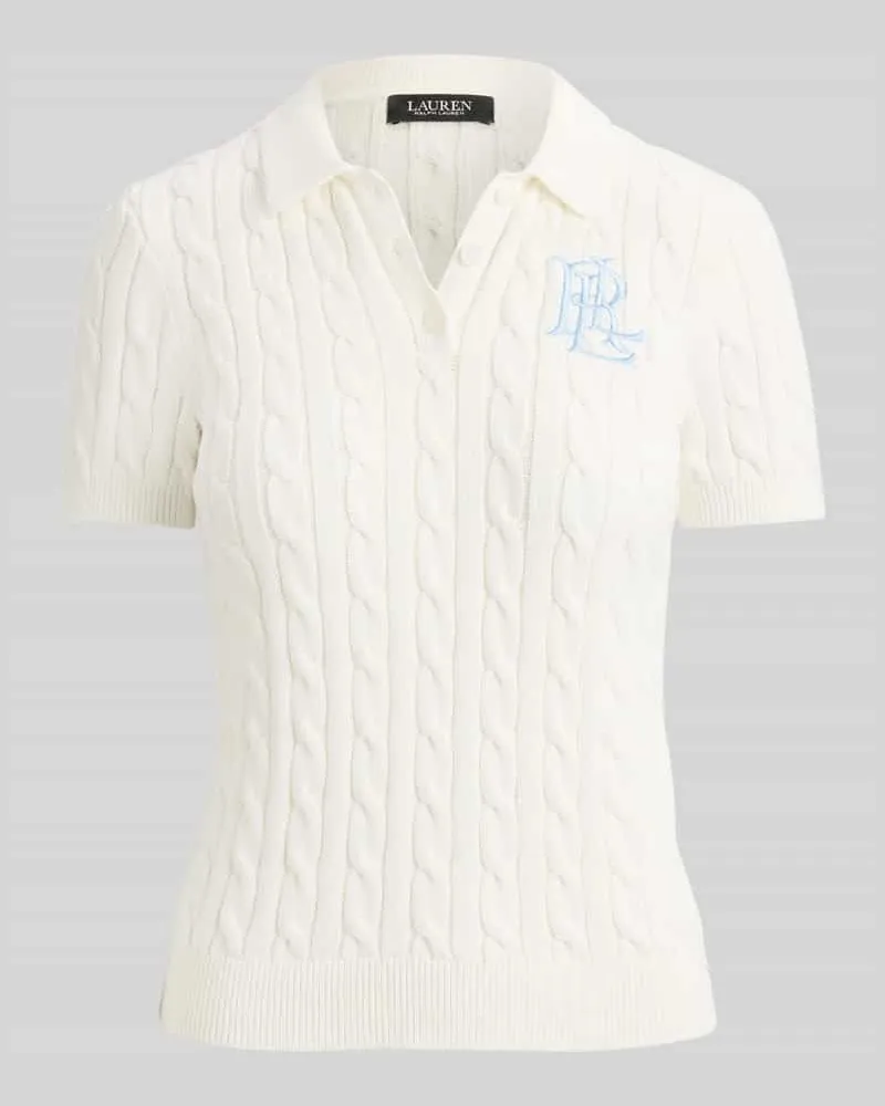 Ralph Lauren Regular Fit Strick Poloshirt mit Label Stitching Weiss