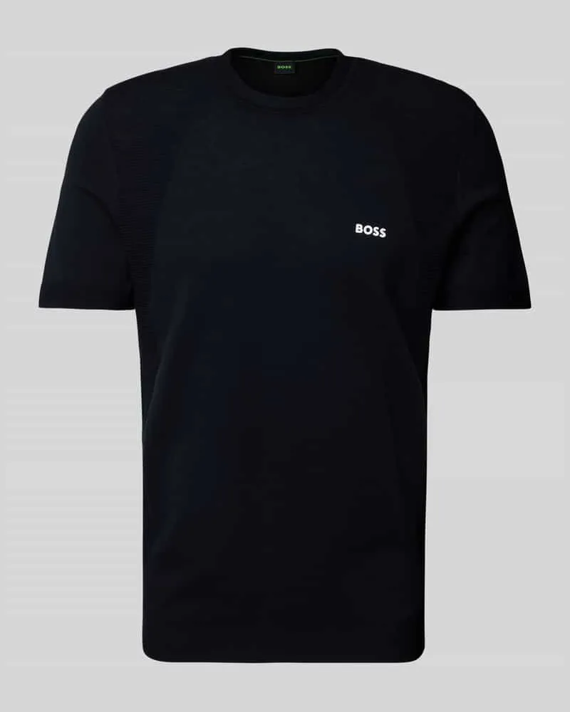 HUGO BOSS T-Shirt mit Label-Print Dunkelblau