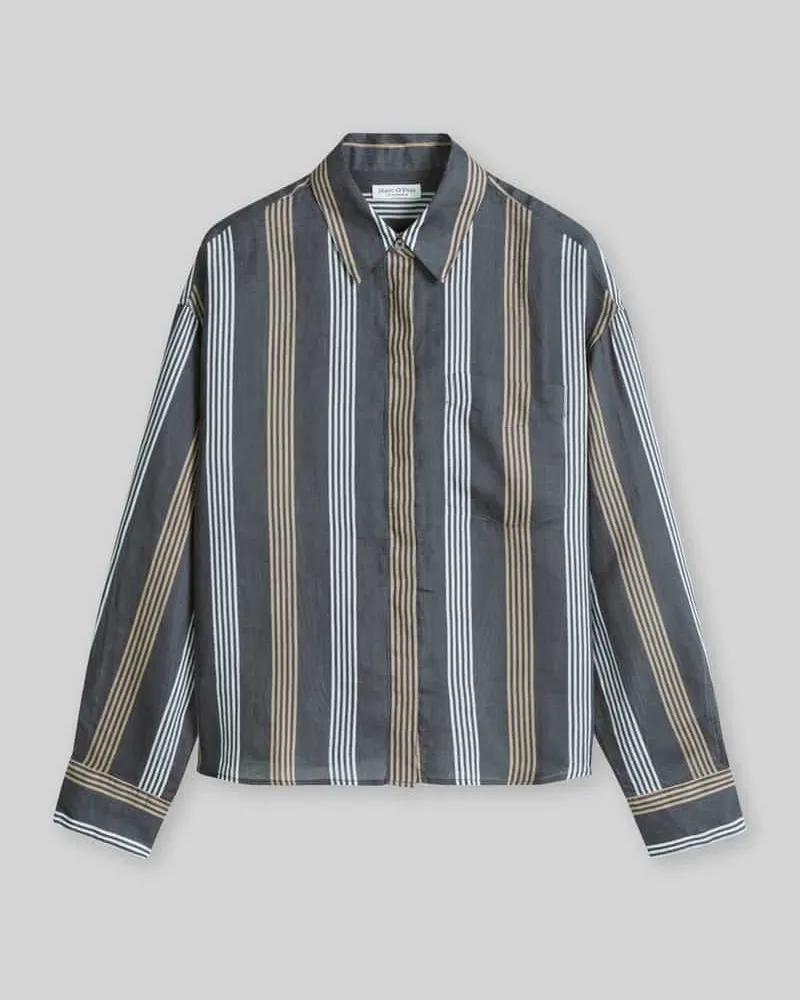 Marc O'Polo Regular Fit Bluse mit Allover-Muster Dunkelgrau