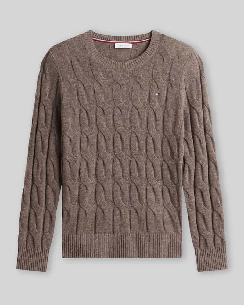 Tommy Hilfiger Regular Fit Pullover aus reiner Wolle Hellbraun