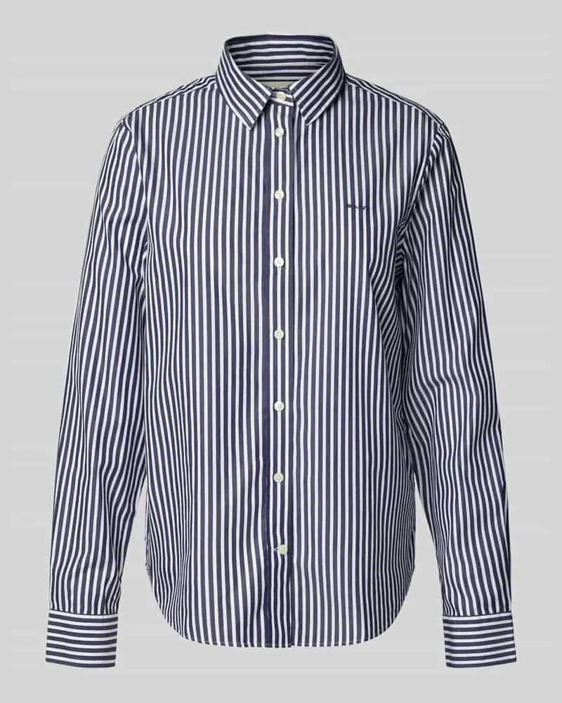 Gant Regular Fit Hemdbluse aus reiner Baumwolle mit Logo-Stitching Marine