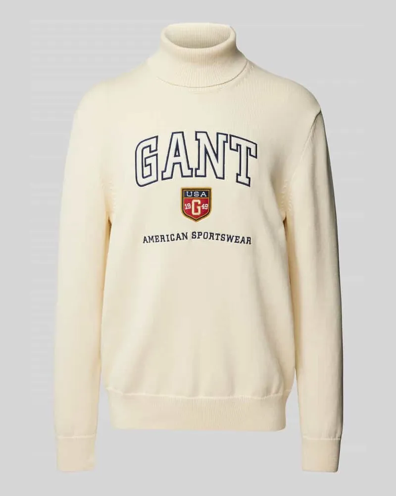 Gant Strickpullover mit Label-Stitching Offwhite