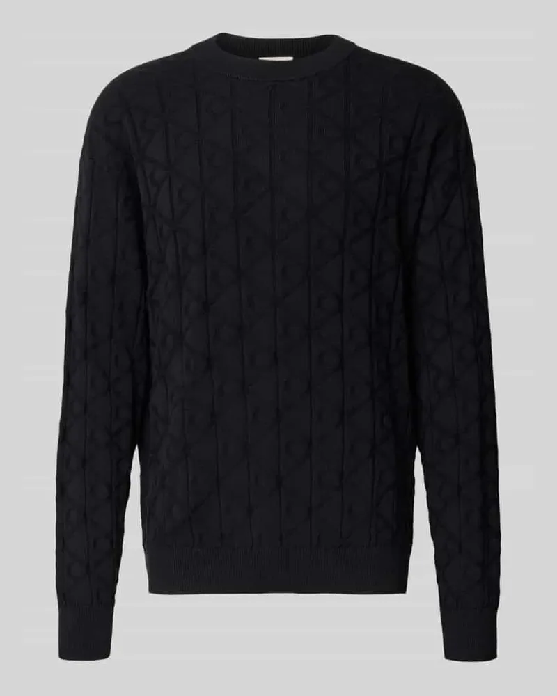 Calvin Klein Strickpullover mit Rundhalsausschnitt Modell 'EASY Black
