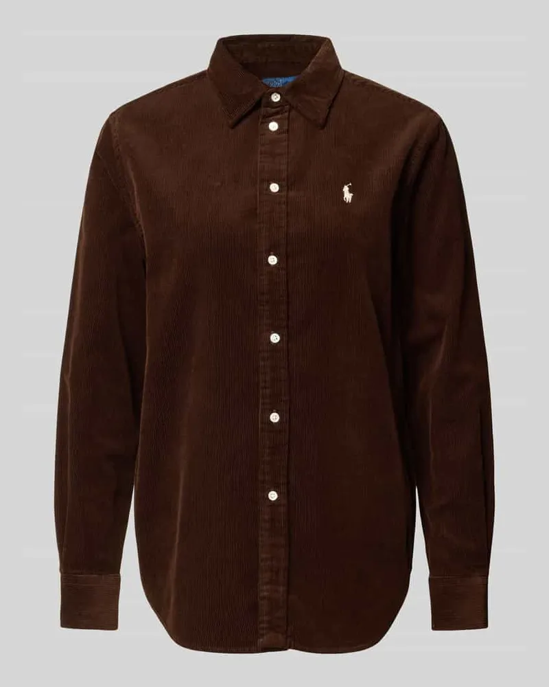 Ralph Lauren Regular Fit Hemdbluse aus reiner Baumwolle Dunkelbraun