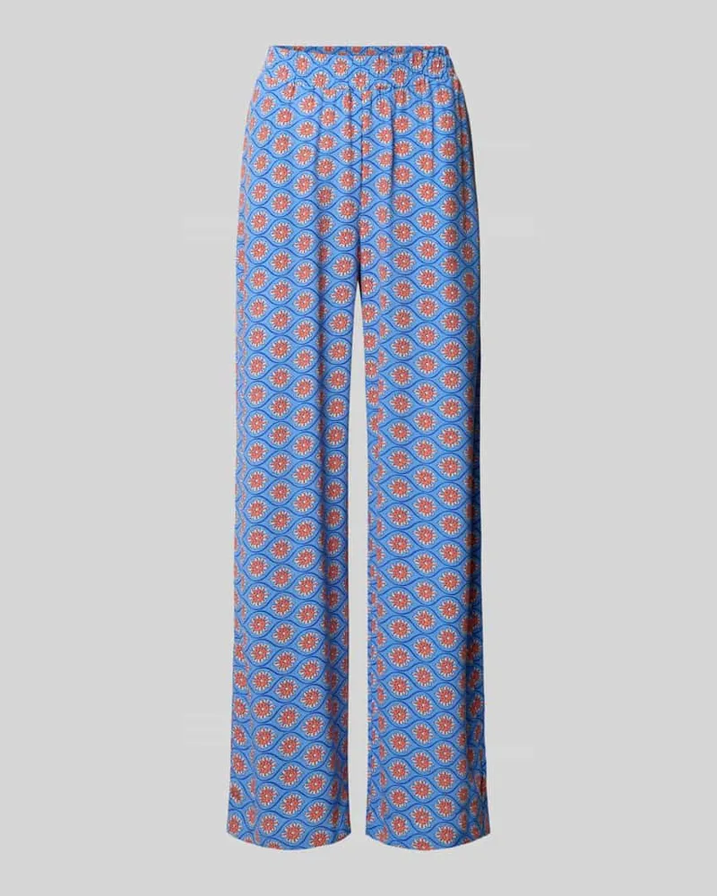 Smith & Soul Wide Fit Stoffhose aus reiner Viskose mit Allover Motiv-Print Bleu