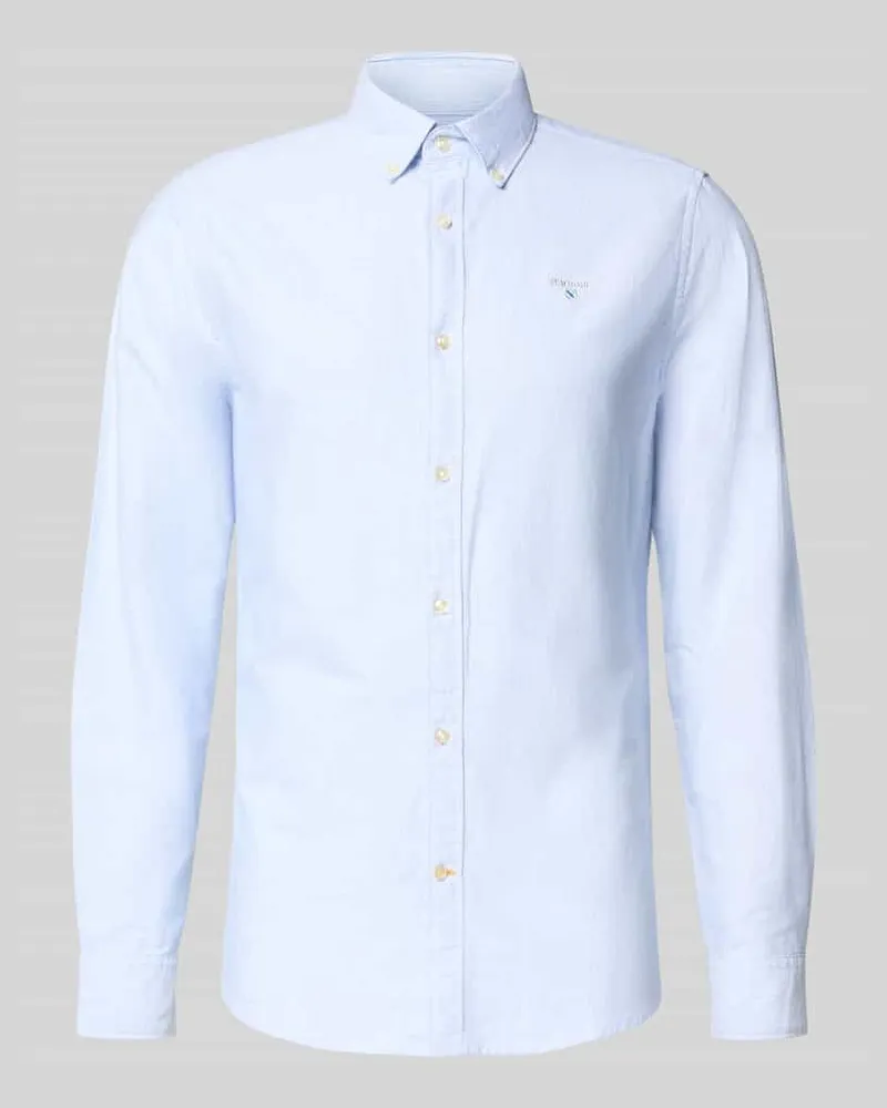 Barbour Tailored Fit Freizeithemd aus reiner Baumwolle Modell 'STRIPED OXFORD Hellblau