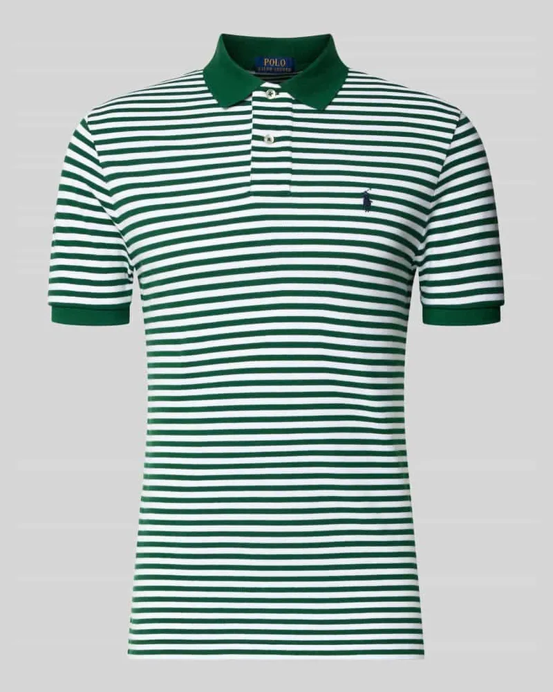 Ralph Lauren Slim Fit Poloshirt aus reiner Baumwolle Modell 'YD MESH STRIPE POLO Gruen