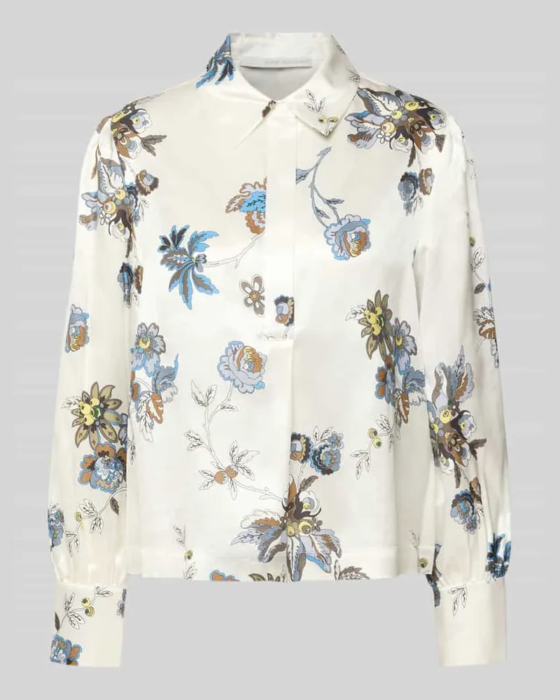Herzen's Angelegenheit Seidenbluse mit floralem Allover-Print Modell 'Marina Weiss