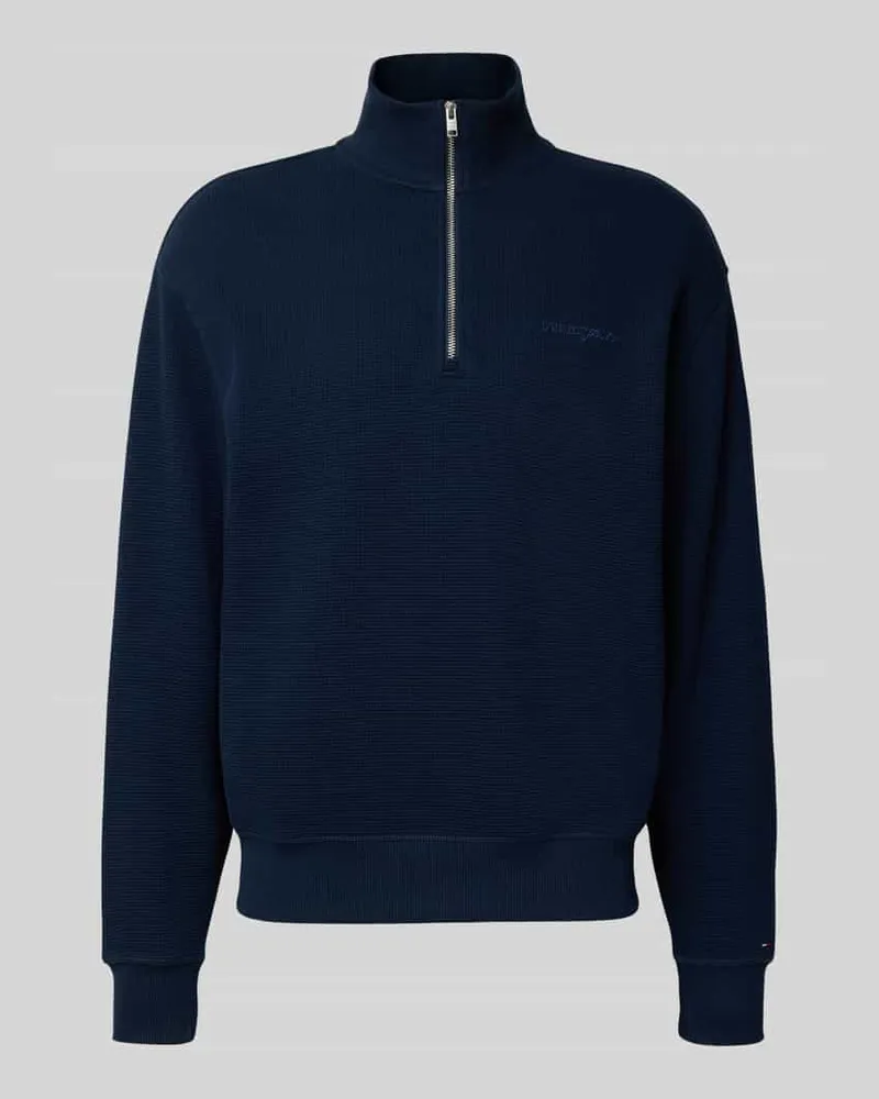 Tommy Hilfiger Comfort Fit Troyer aus reiner Baumwolle Marine