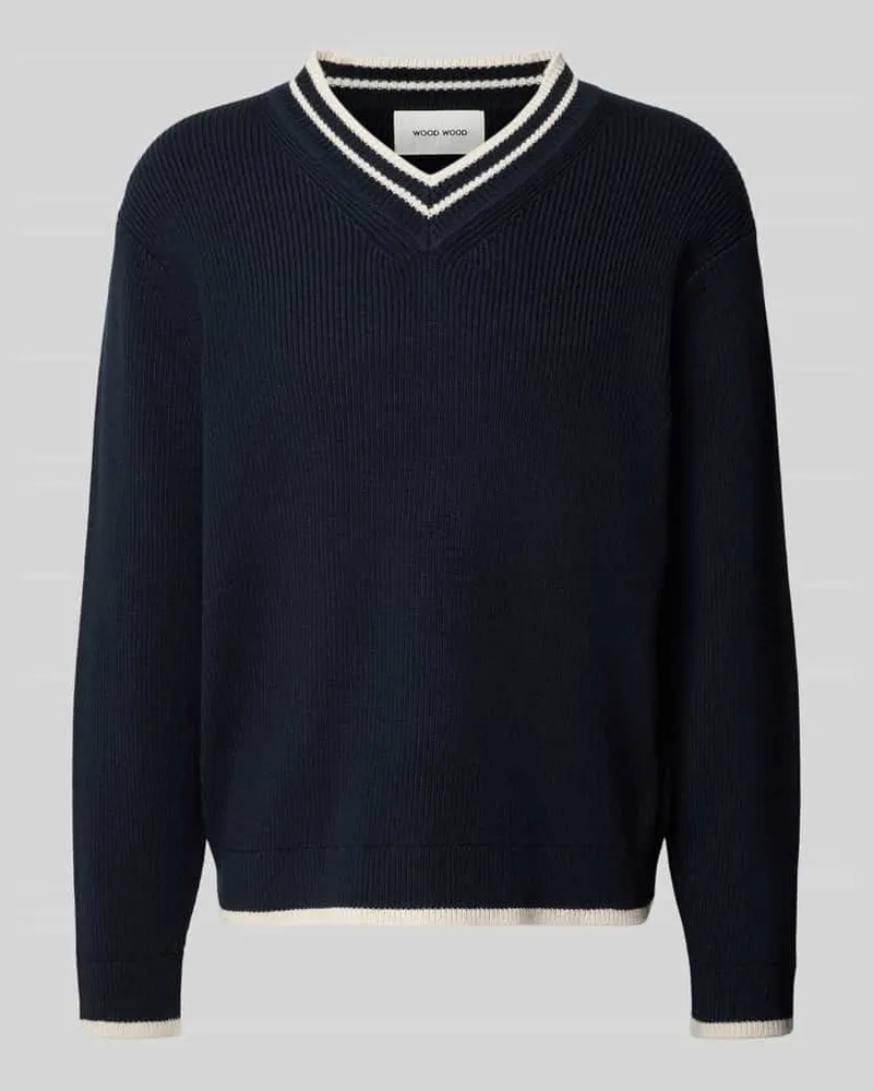Wood Wood Strickpullover mit gerippten Abschlüssen Modell 'Cobek Marine