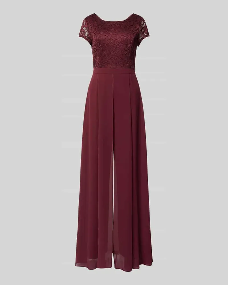 Vera Mont Jumpsuit mit Rundhalsausschnitt Bordeaux