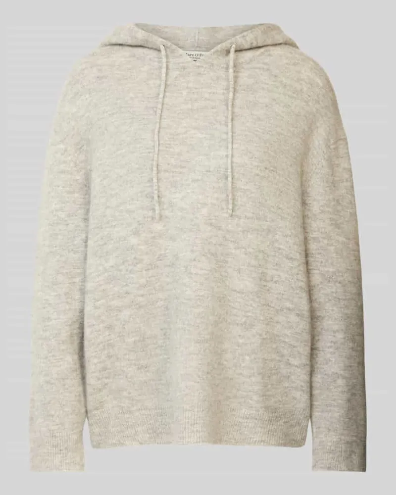 Marc O'Polo Oversized Hoodie aus Schurwoll-Mix mit kompaktem Maschenbild Hellgrau