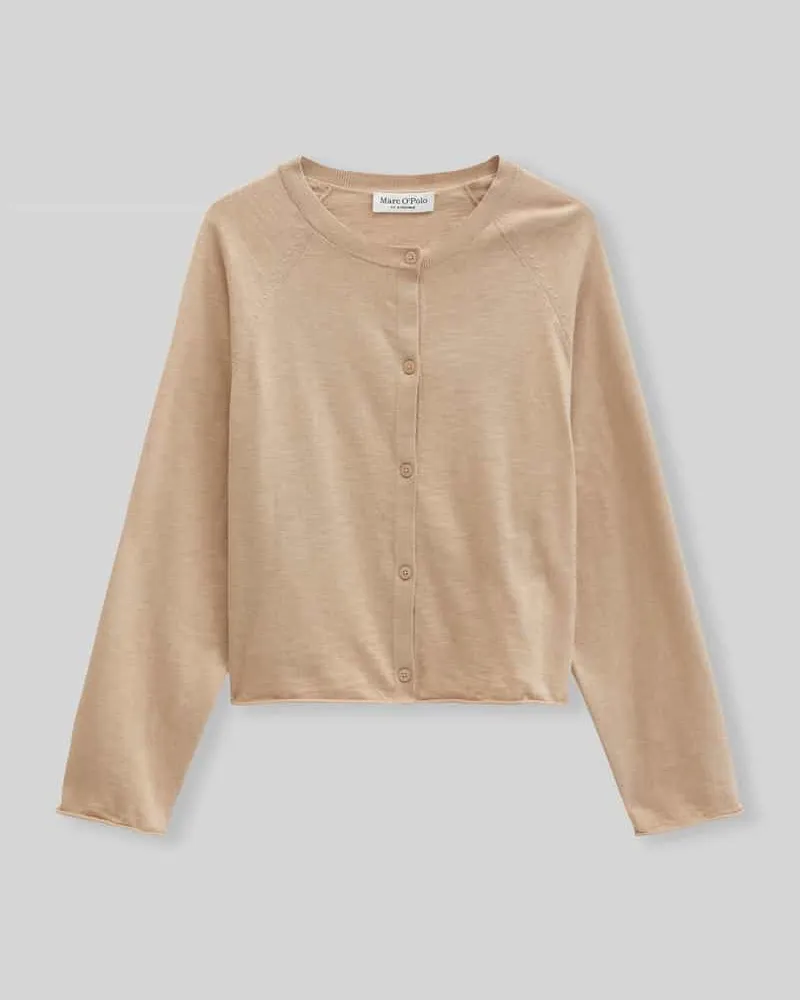 Marc O'Polo Relaxed Fit Strickjacke aus Baumwoll-Leinen-Mix Sand