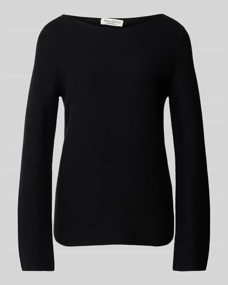 Marc O'Polo Strickpullover mit geripptem U-Boot-Ausschnitt Black