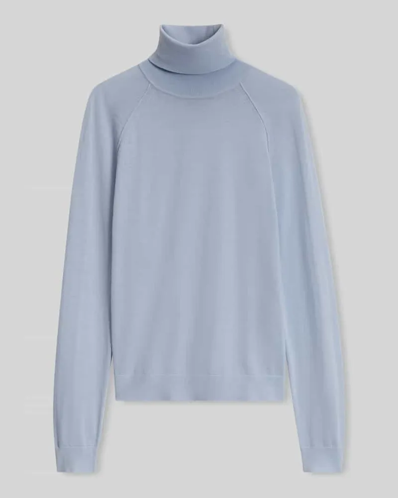HUGO BOSS Slim Fit Rollkragenpullover aus reiner Schurwolle Modell 'Frizani Hellblau