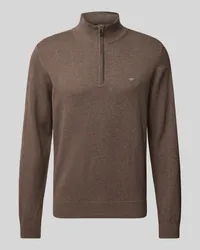 Fynch-Hatton Strickpullover mit Troyer-Kragen Camel