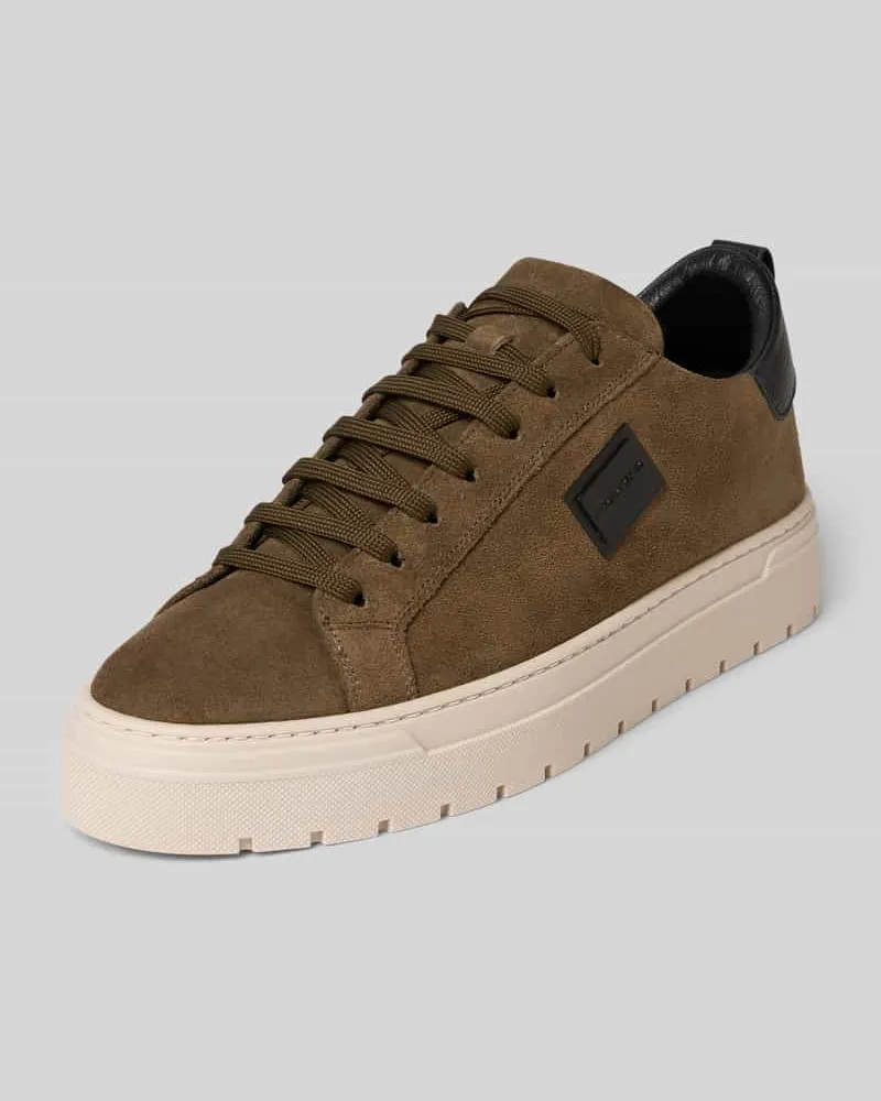 Antony Morato Ledersneaker mit Label-Applikation Taupe