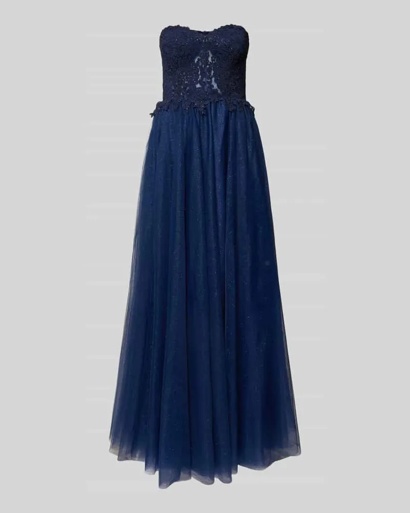Mascara Abendkleid mit Spitzenbesatz Marine