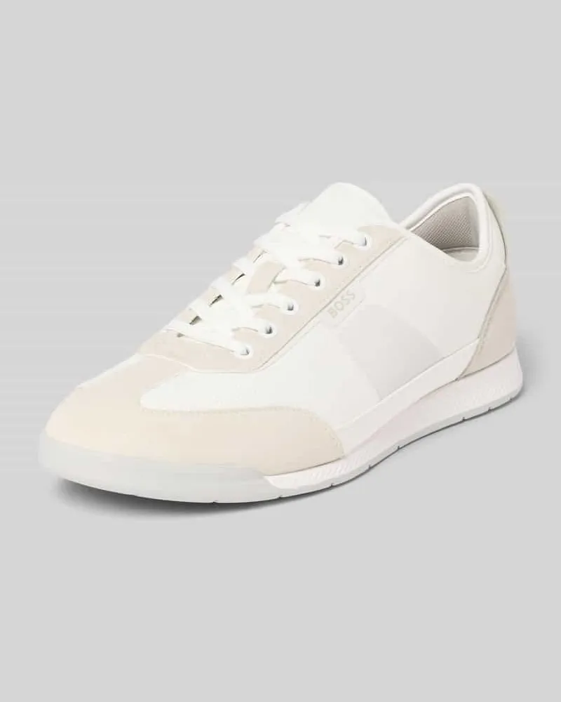 HUGO BOSS Low Top Sneaker mit Leder-Besatz Modell 'Nitan Weiss