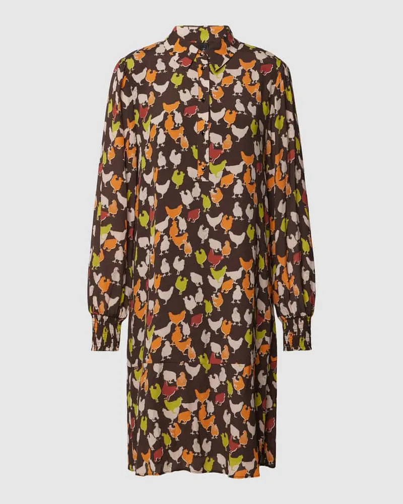 Marc Cain Hemdblusenkleid mit Allover-Muster Schoko