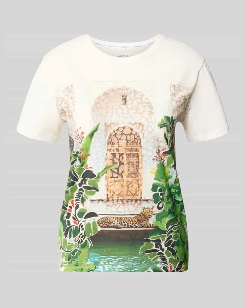 Marc Cain Regular Fit T-Shirt mit Allover-Motiv-Print Weiss