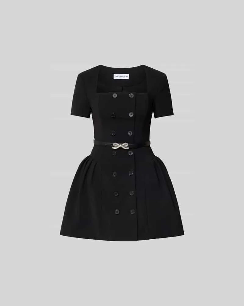 Self-Portrait Minikleid mit doppelter Knopfleiste Black