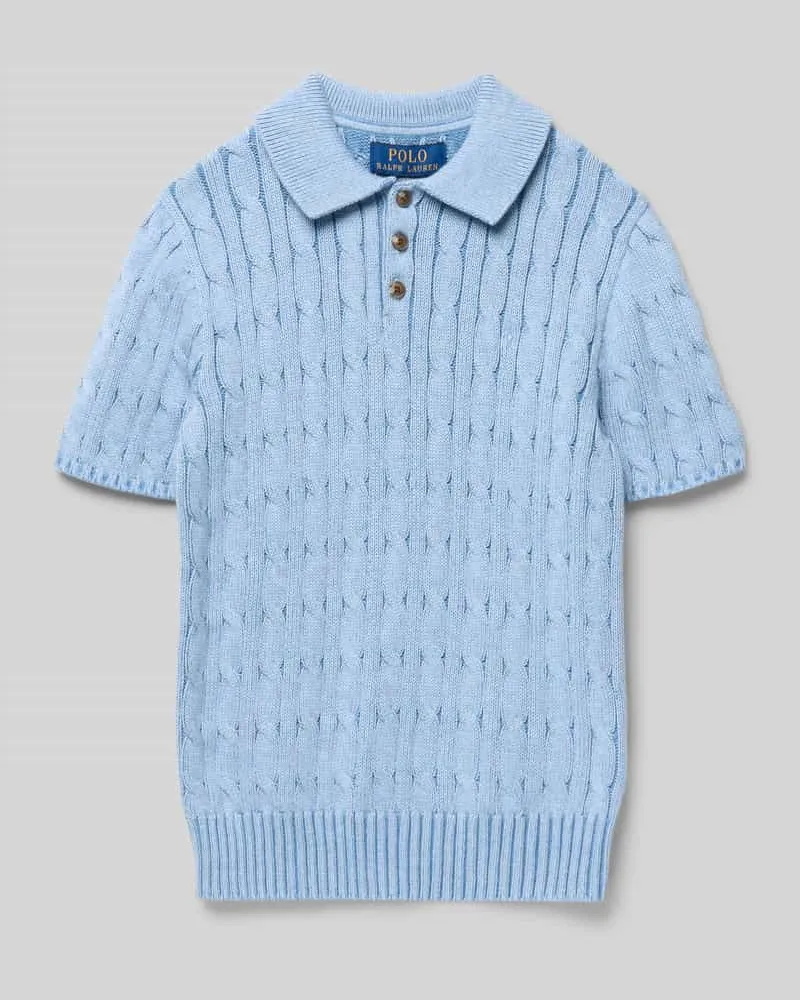 Ralph Lauren Regular Fit Poloshirt in Rippstrick-Optik Bleu