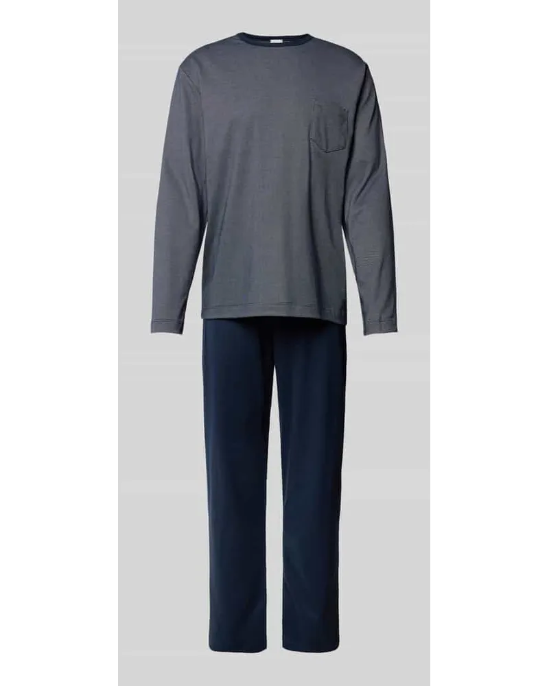 Mey Pyjama mit Streifenmuster Modell 'BENNISON Dunkelblau