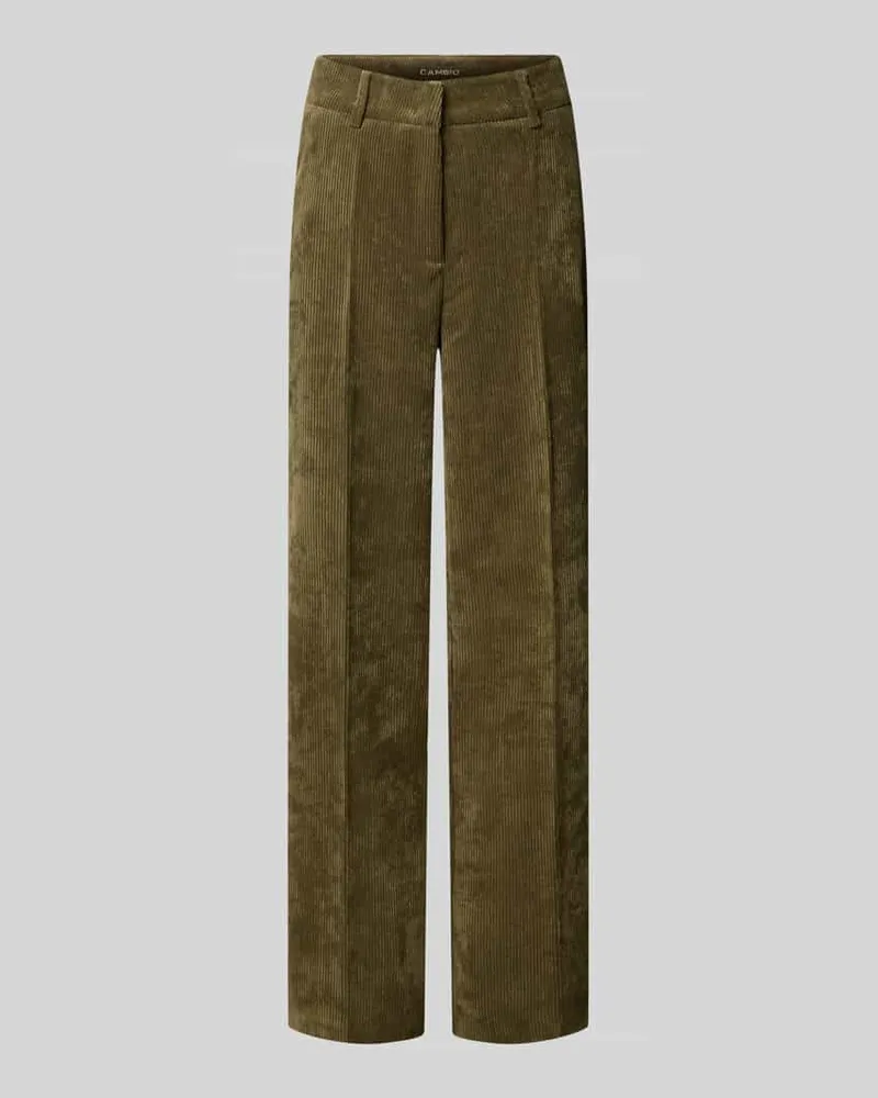 Cambio Regular Fit Cordhose mit angedeuteten Taschen Modell 'AMELIE Oliv