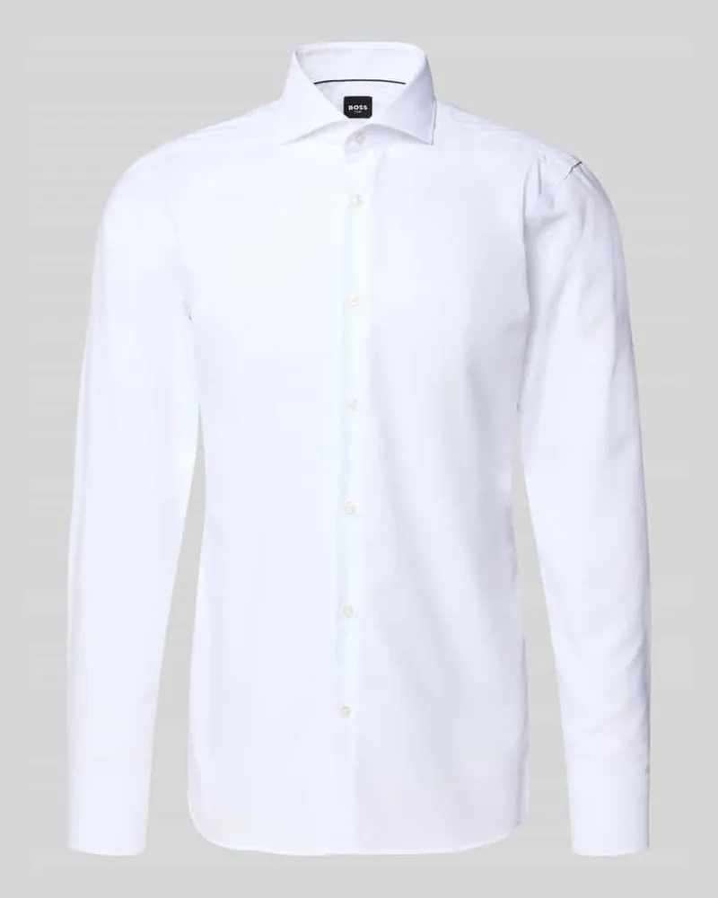 HUGO BOSS Slim Fit Businesshemd aus reiner Baumwolle Modell 'HANK Weiss