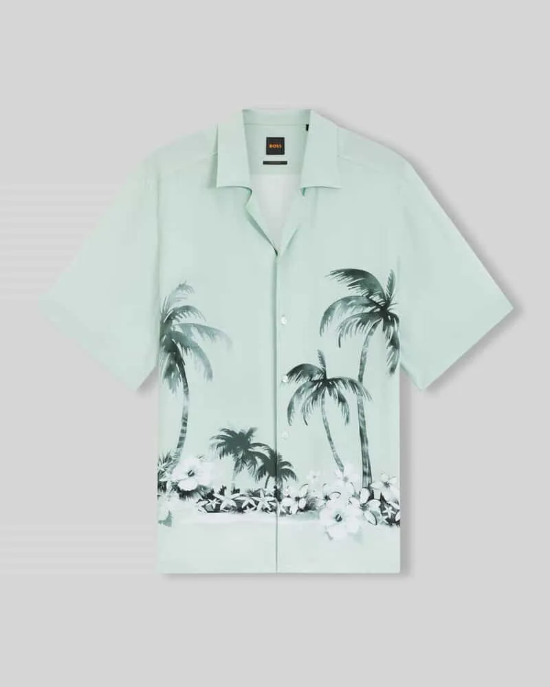 HUGO BOSS Regular Fit Freizeithemd aus Viskose Modell 'RAYER_M Tuerkis