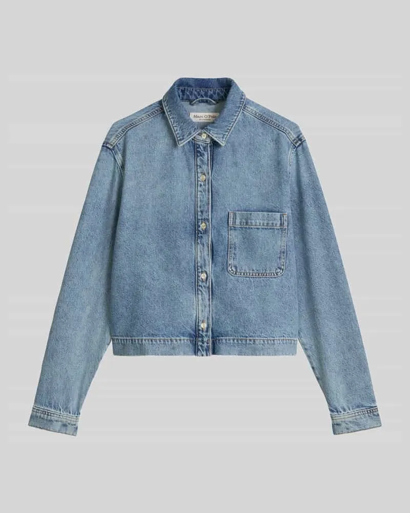 Marc O'Polo Relaxed Fit Jeansbluse mit Leinen-Anteil Ocean