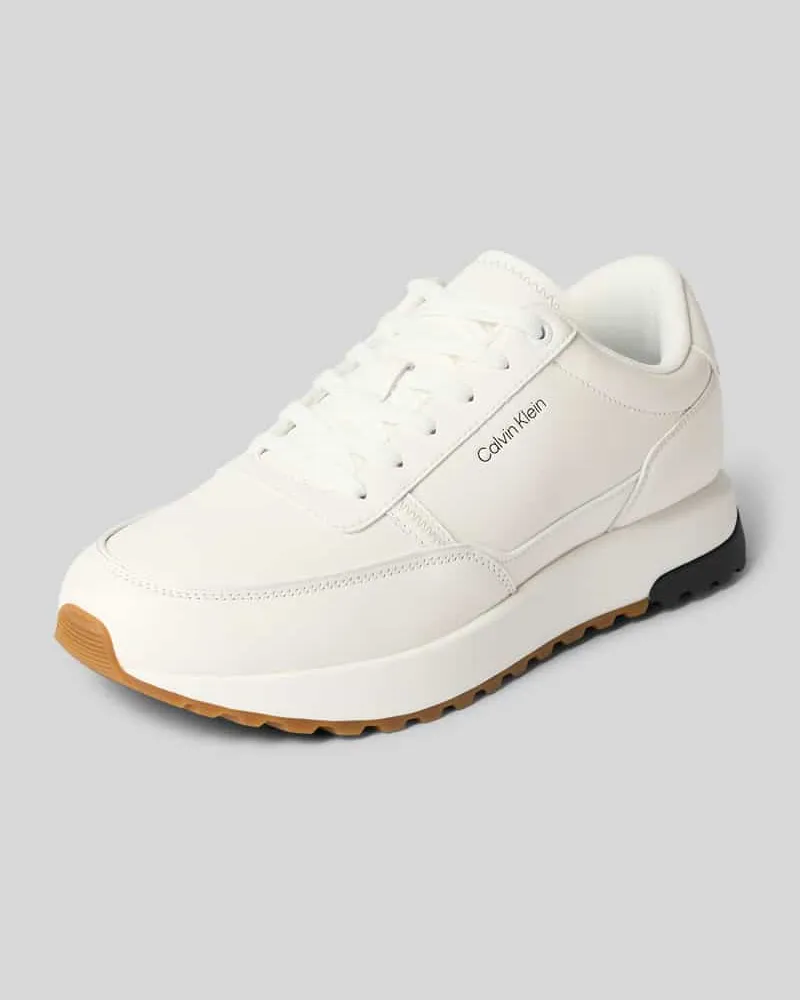 Calvin Klein Low Top Sneaker aus echtem Rindsleder Weiss