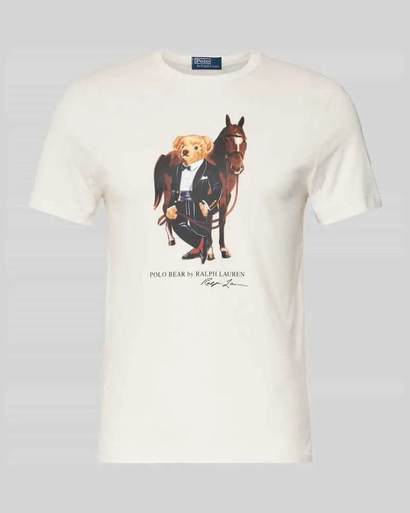 Ralph Lauren T-Shirt mit Label-Print und Rundhalsausschnitt Offwhite