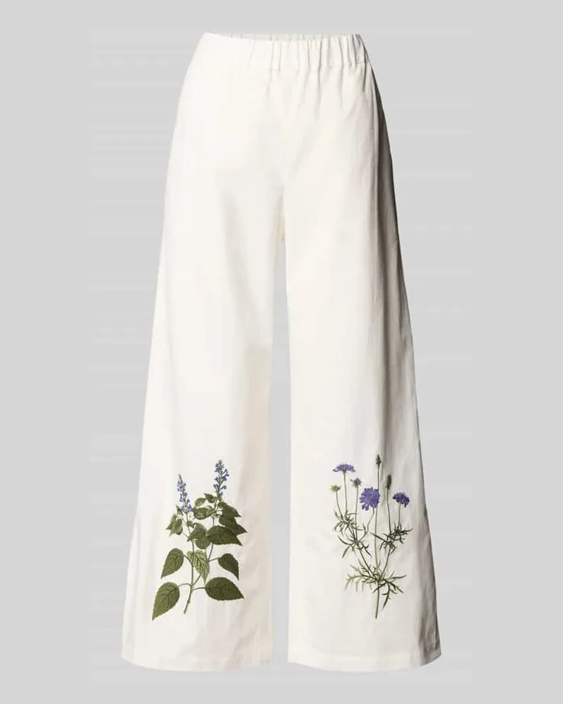 Max Mara Wide Leg Stoffhose aus Baumwoll-Leinen-Mix Modell 'VOLANTE Weiss