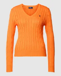 Ralph Lauren Strickpullover mit Zopfmuster Orange