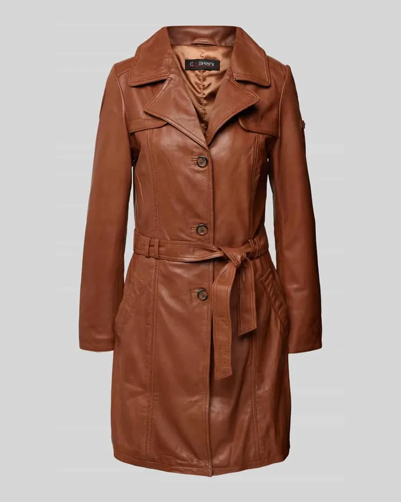 CABRINI Regular Fit Mantel aus reinem Lammnappa Cognac