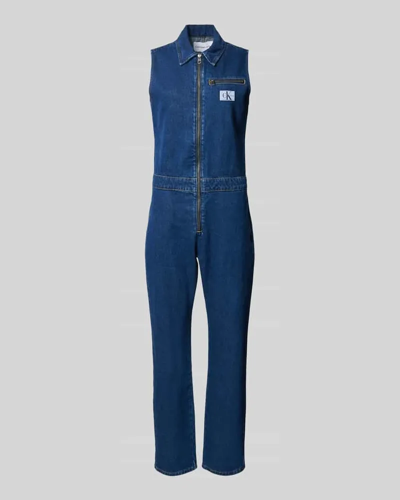 Calvin Klein Jumpsuit mit Umlegekragen Jeansblau