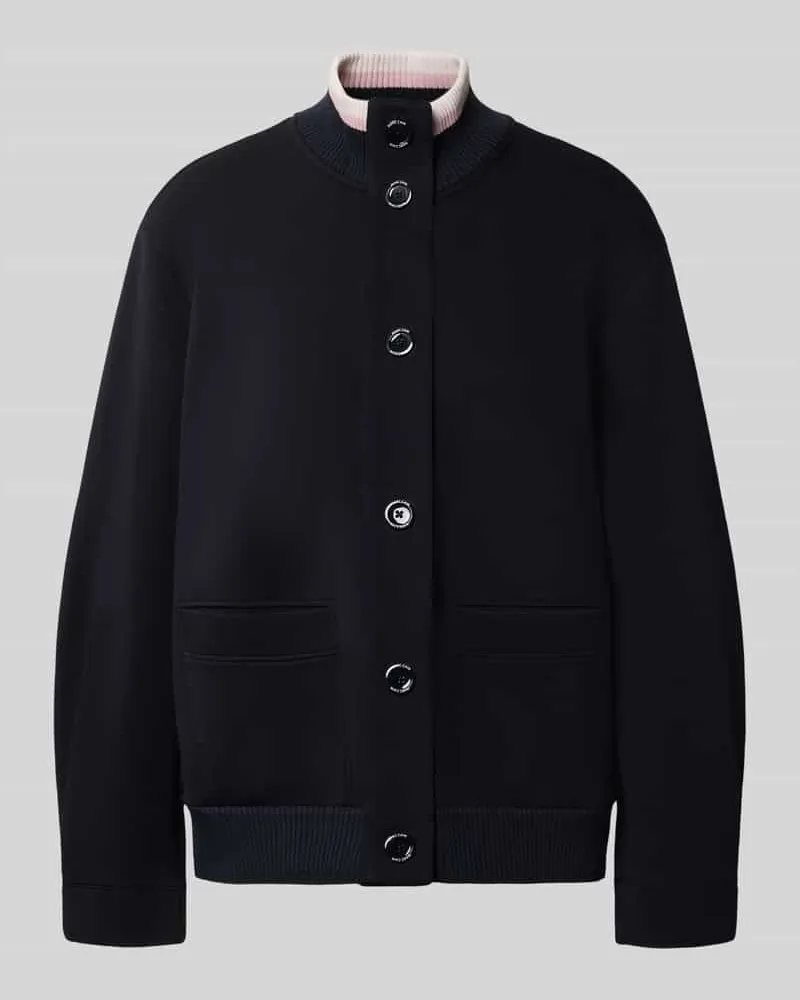 Marc Cain Sweatjacke mit Stehkragen und Knopfleiste Marine