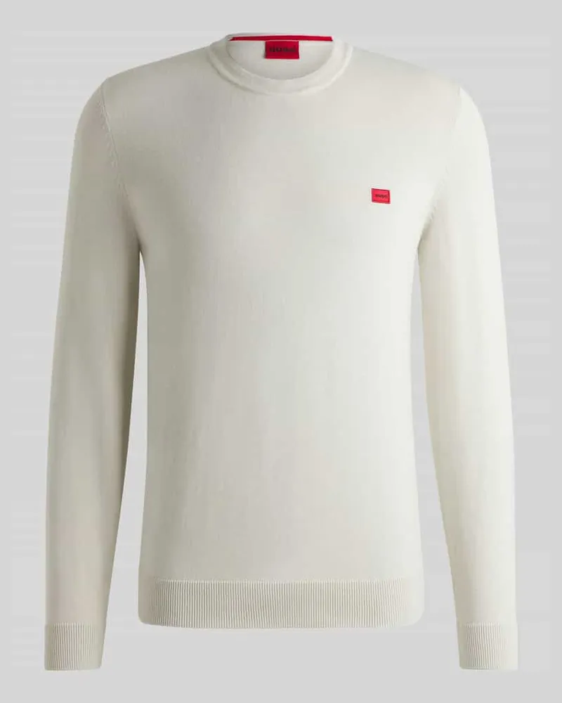 HUGO BOSS Regular Fit Strickpullover aus reiner Baumwolle Modell 'SAN CASSIUS Offwhite