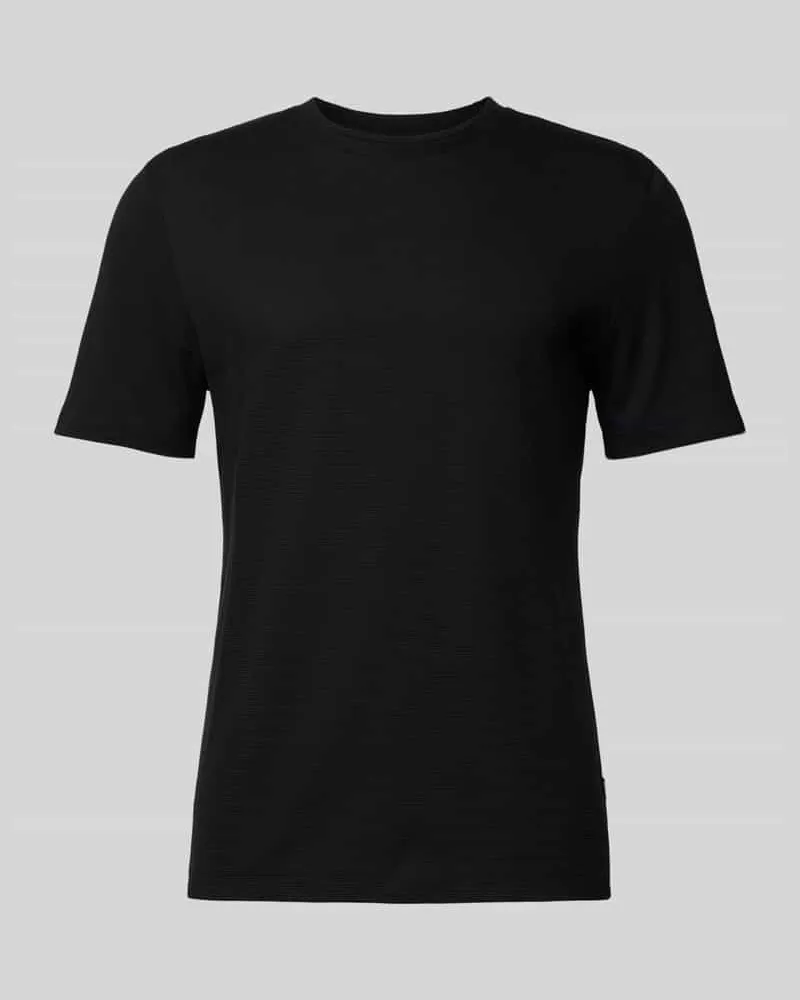 HUGO BOSS T-Shirt mit geripptem Rundhalsausschnitt Modell 'TIBURT Black