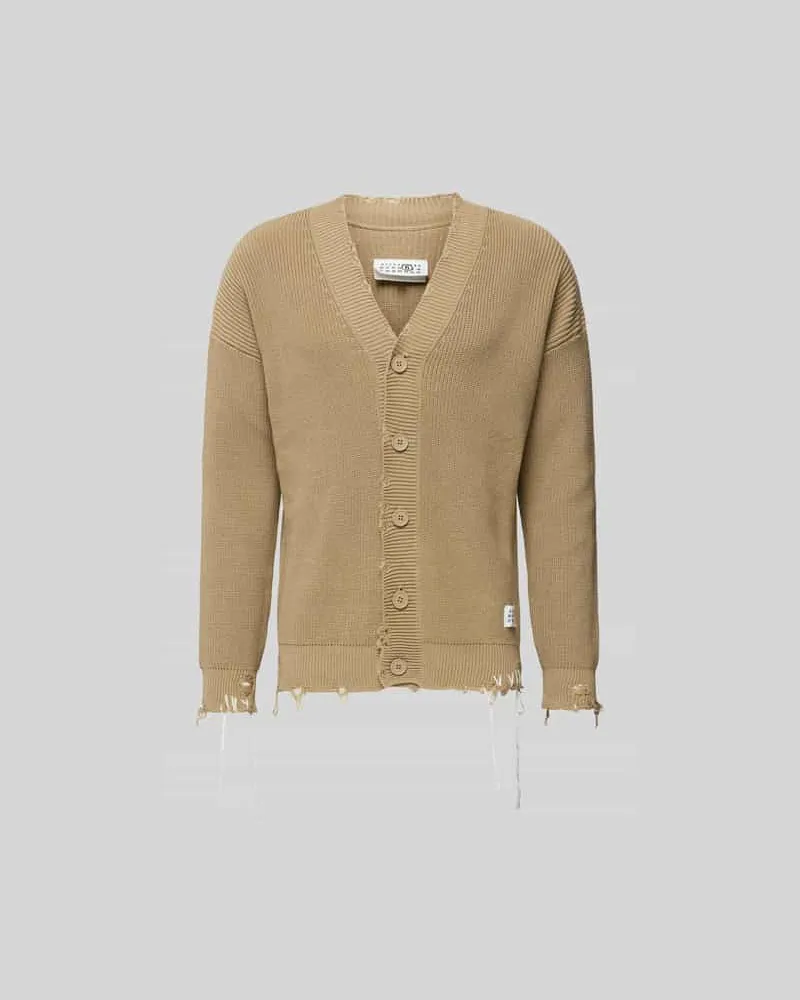 Maison Margiela Regular Fit Cardigan im Used-Look Hellbraun