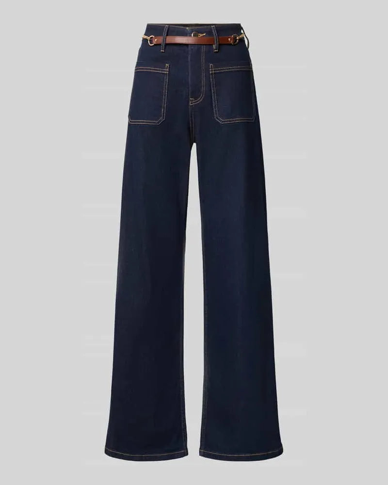 S.Oliver Relaxed Fit Jeans mit Doppelgürtel Detail Jeansblau