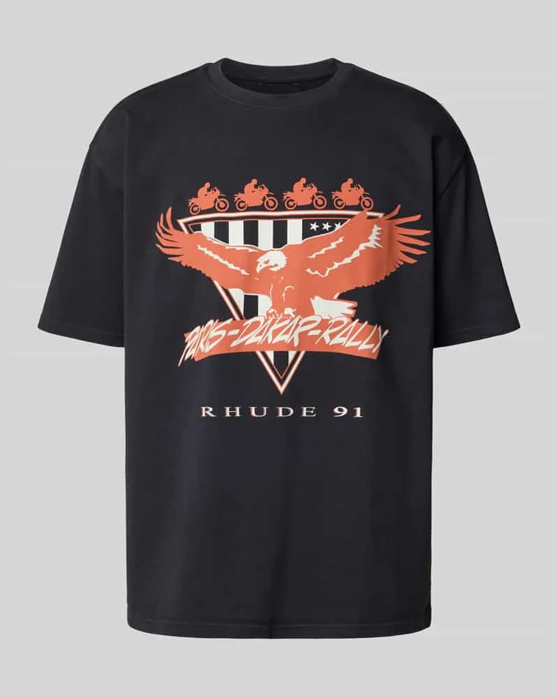 RHUDE Regular Fit T-Shirt aus reiner Baumwolle Black