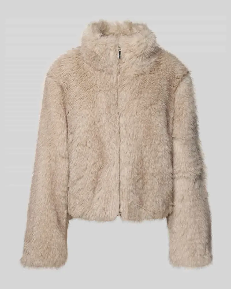 Marc Cain Jacke mit Kunstfellbesatz Taupe